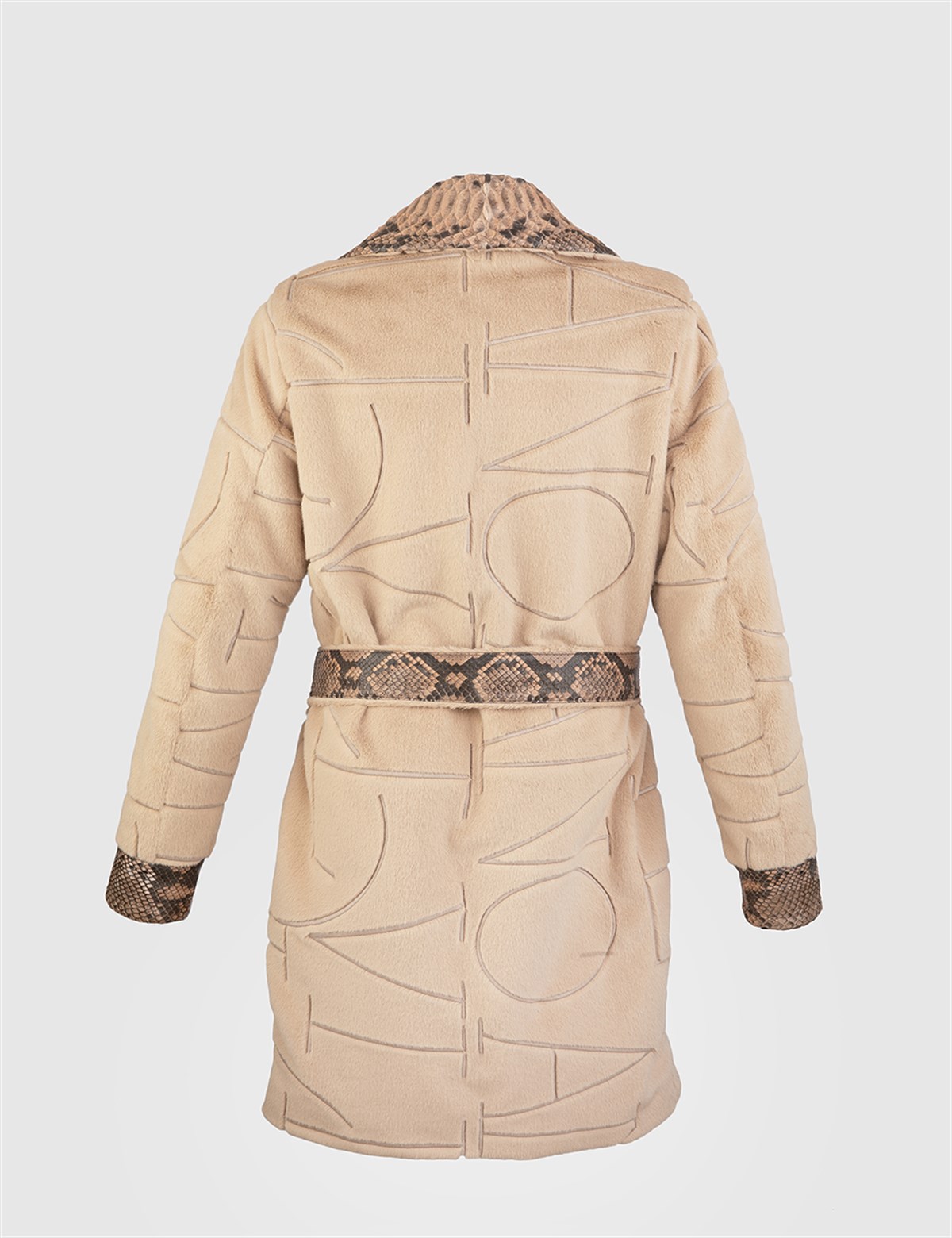 Valensiya Valensiya Powder Pink Women's Snake Leather Coat - İLVİ