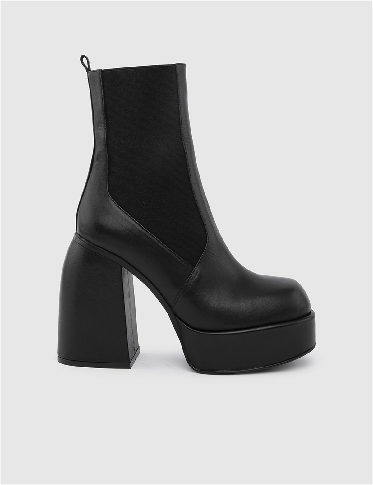 Wolf Black Leather Women's Heeled Boot - İLVİ Wolf Black Leather Women's Heeled Boot - İLVİ