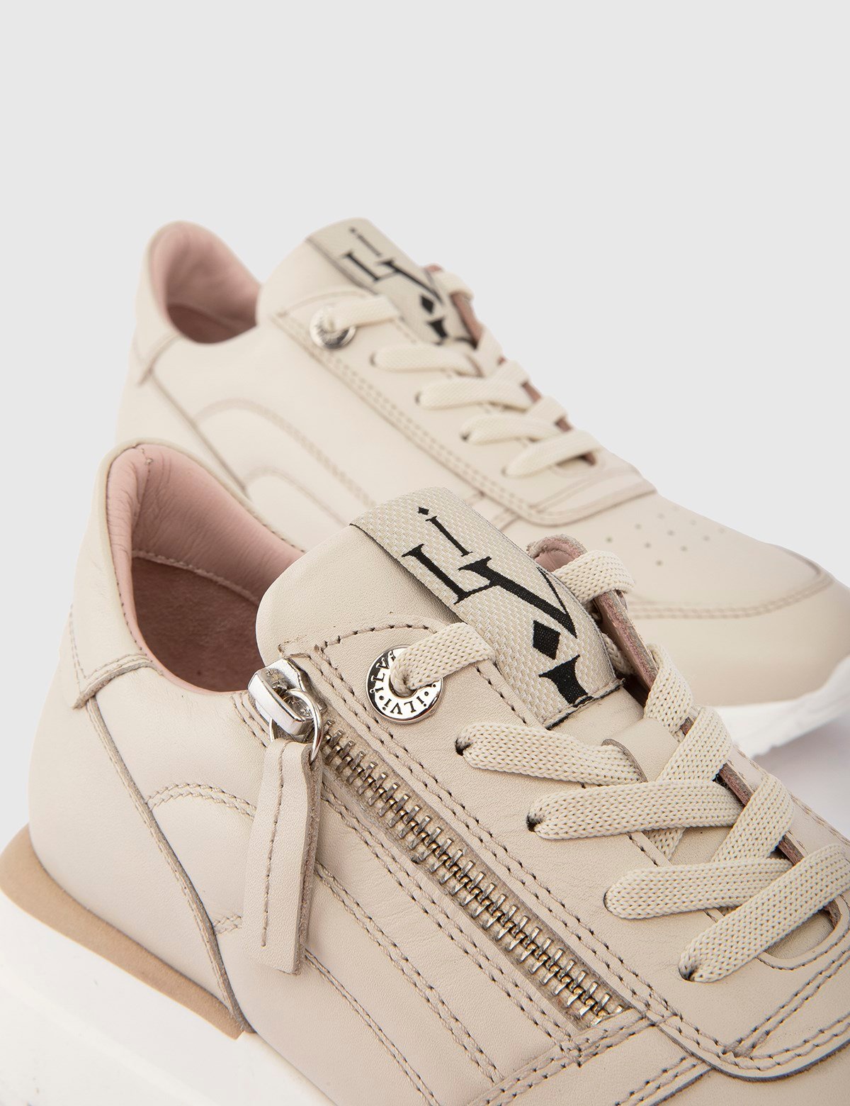 Zwolle Beige Leather Women's Sneaker - İLVİ