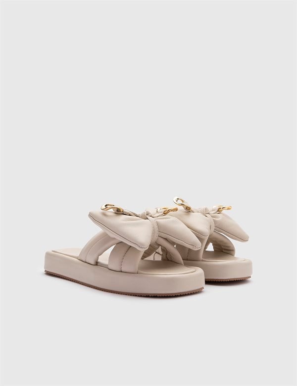 Cadha Cream Leather Women's Slipper