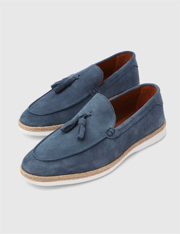 Caistor Hakiki Süet Mavi Erkek Loafer