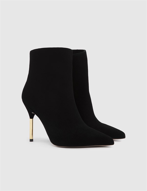 Camrose Black Suede Leather Women's Heeled Boot