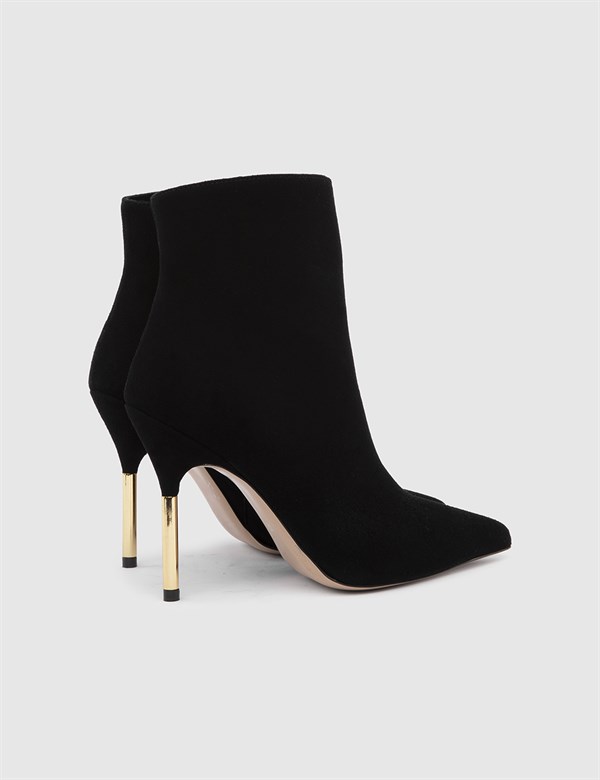 Camrose Black Suede Leather Women's Heeled Boot