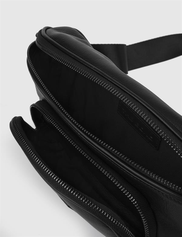 Castor Black Floater Leather Men's Belt Bag
