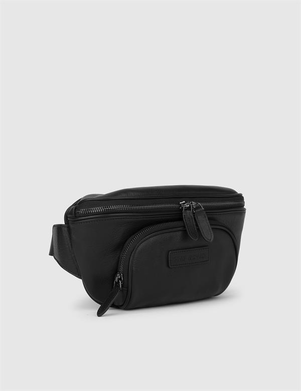 Castor Black Floater Leather Men's Belt Bag