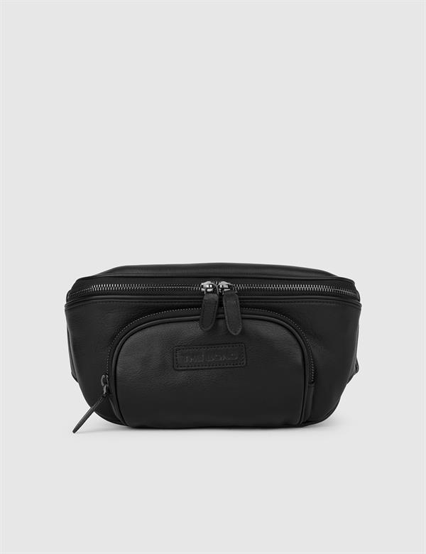 Castor Black Floater Leather Men's Belt Bag