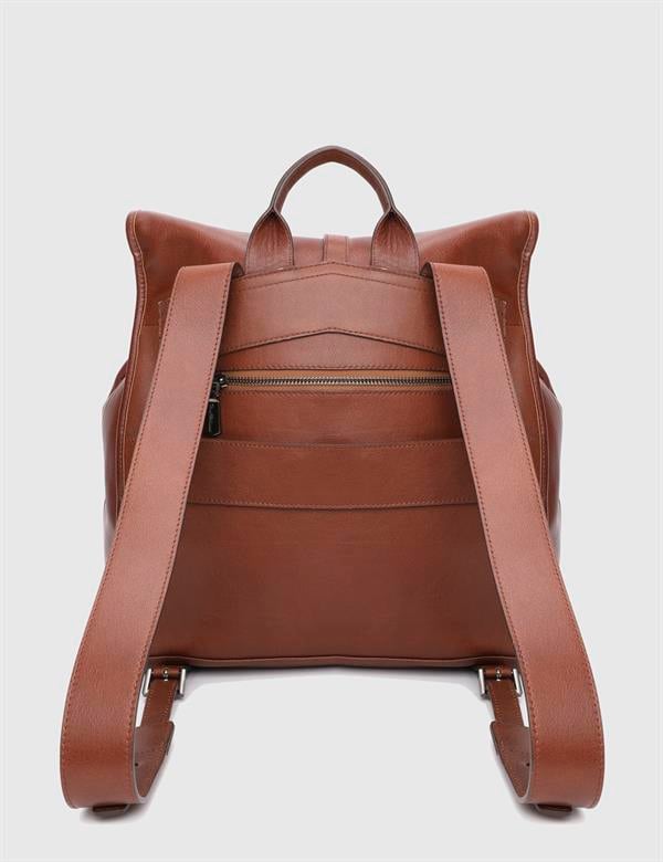 Caw Saddle Brown Leather Unisex Backpack
