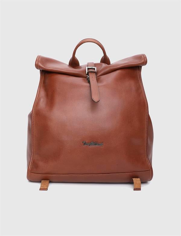 Caw Saddle Brown Leather Unisex Backpack