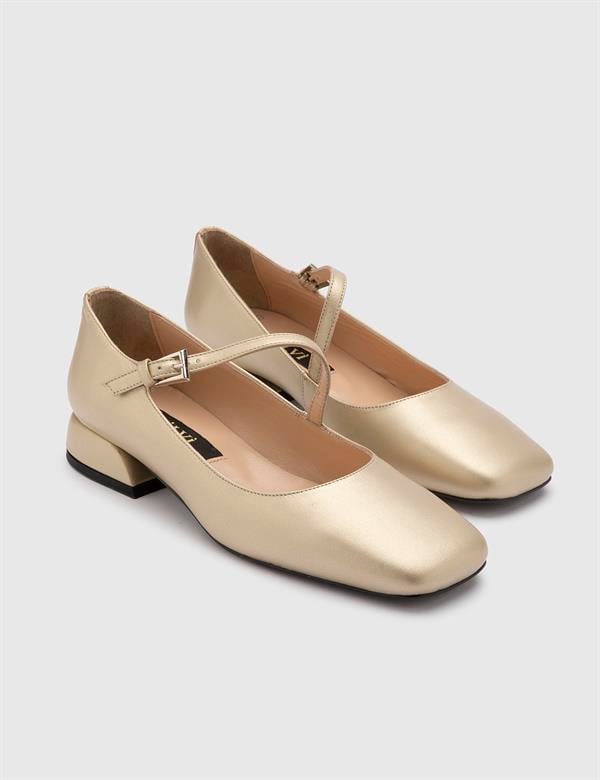 Ceiba Gold Leather Women's Ballerina