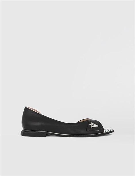 Cevna Black Leather Women's Ballerina