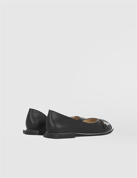 Cevna Black Leather Women's Ballerina