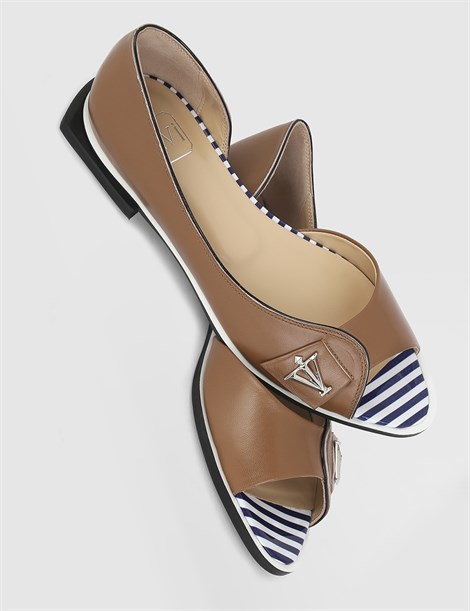 Cevna Saddle Brown Leather Women's Ballerina