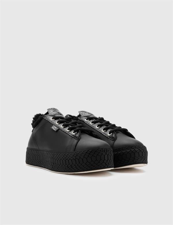 Cillia Black Snake Patent Leather Women's Sneaker
