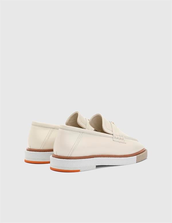 Ciucu Hakiki Deri Kadın Krem Loafer Ayakkabı