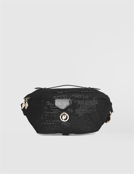 Clair Glittered Black Women's Belt Bag