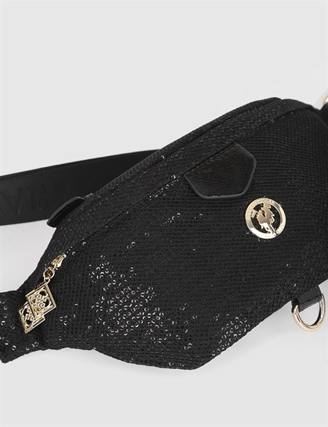 Clair Glittered Black Women's Belt Bag