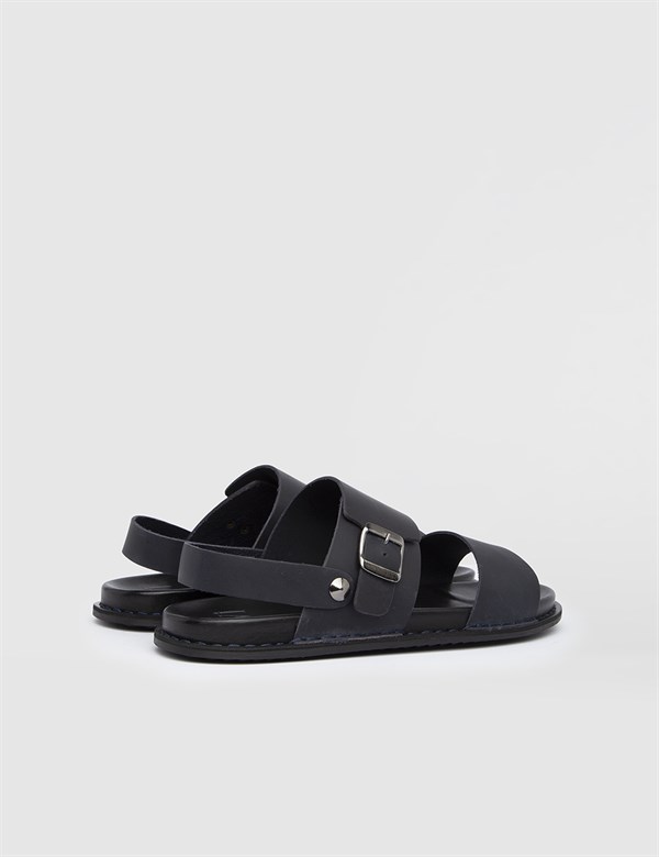 Cnute Navy Blue Crazy Horse Leather Men's Sandal