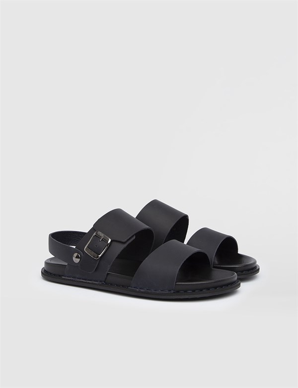 Cnute Navy Blue Crazy Horse Leather Men's Sandal