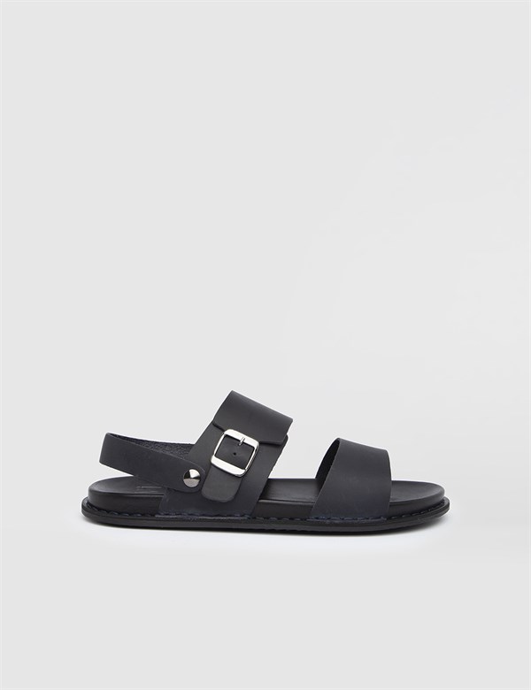 Cnute Navy Blue Crazy Horse Leather Men's Sandal