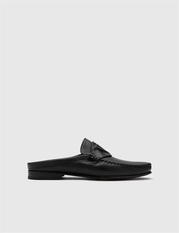 Cohen Black Floater Leather Men's Slipper