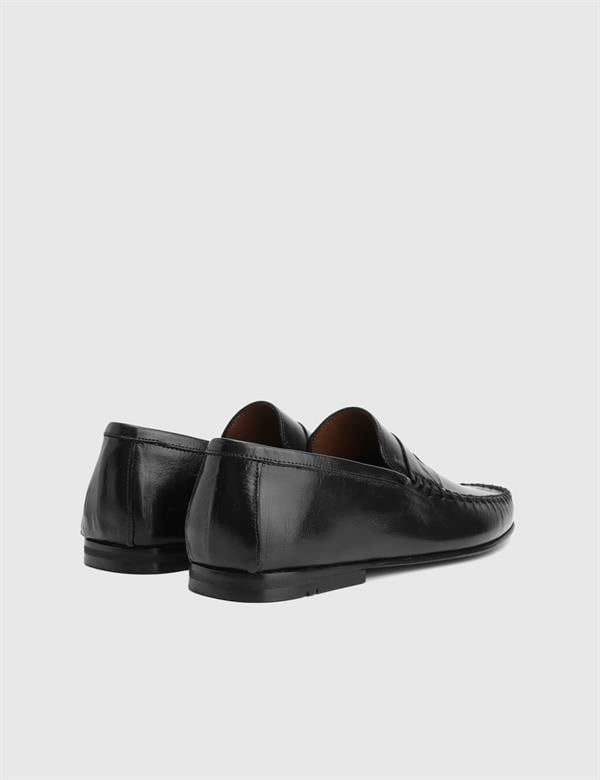 Colne Hakiki Deri Siyah Erkek Loafer Ayakkabı
