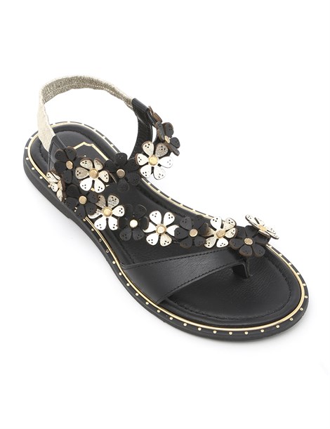 Com Women's Sandal Gold Black