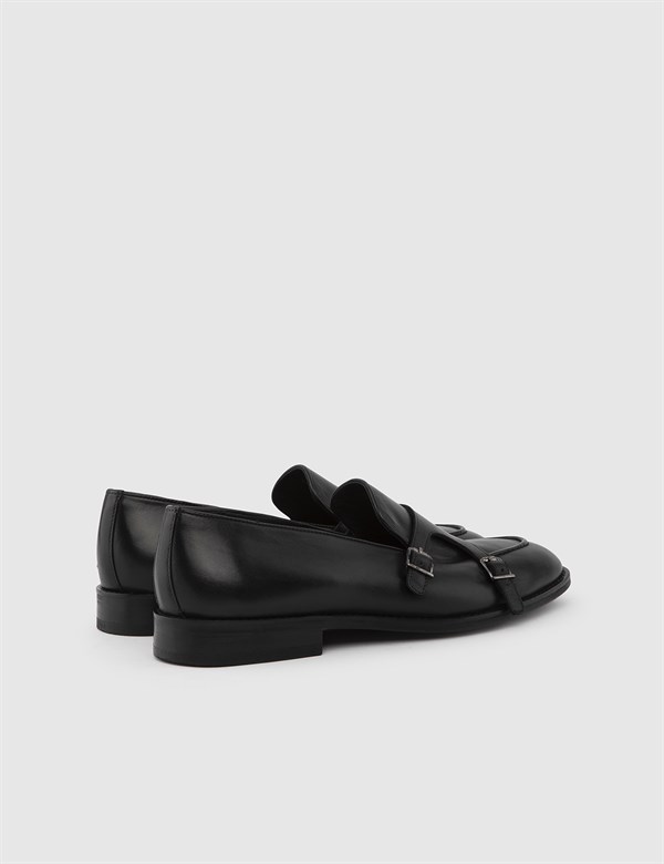 Craig Black Leather Men's Monk Shoe