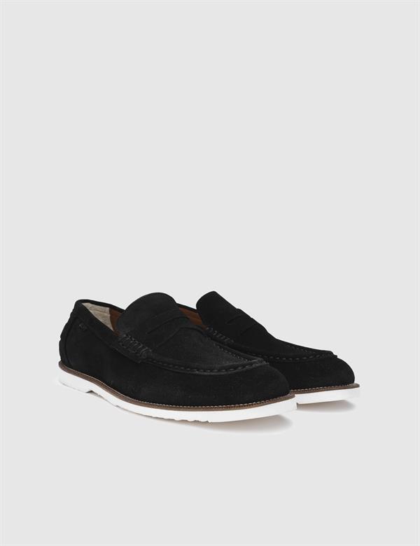 Craven Hakiki Süet Deri Erkek Siyah Loafer