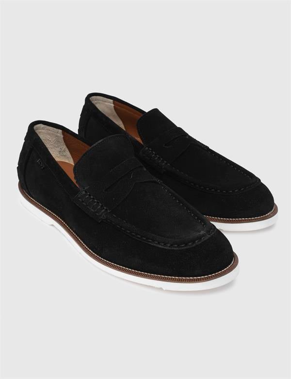 Craven Hakiki Süet Deri Erkek Siyah Loafer