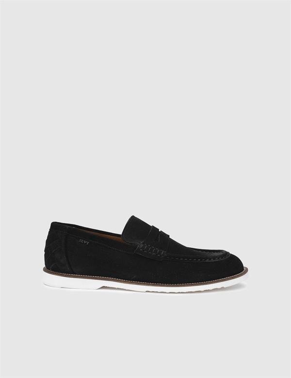 Craven Hakiki Süet Deri Erkek Siyah Loafer