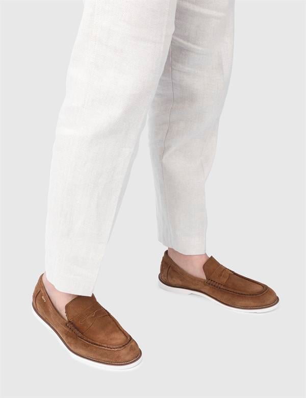Craven Hakiki Süet Deri Erkek Taba Loafer
