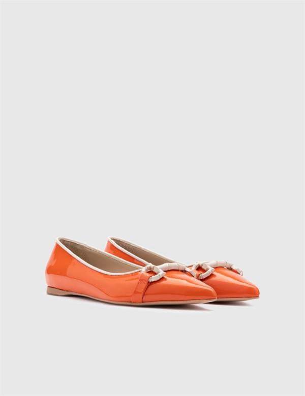Csilla Orange Patent Leather Women's Ballerina