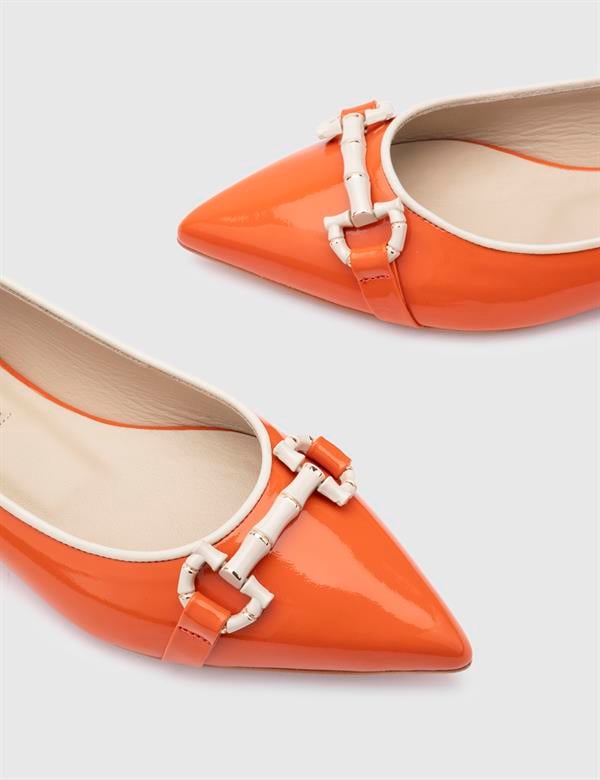 Csilla Orange Patent Leather Women's Ballerina