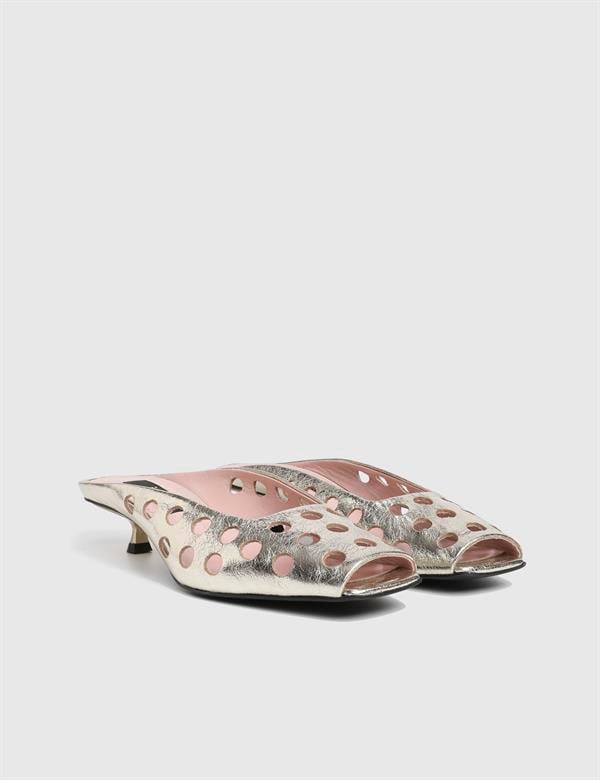 Dandy Gold Leather Women's Heeled Slide