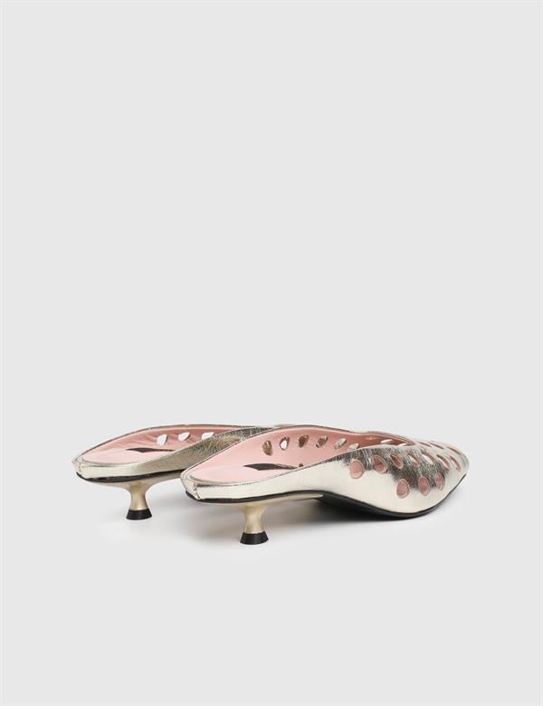 Dandy Gold Leather Women's Heeled Slide