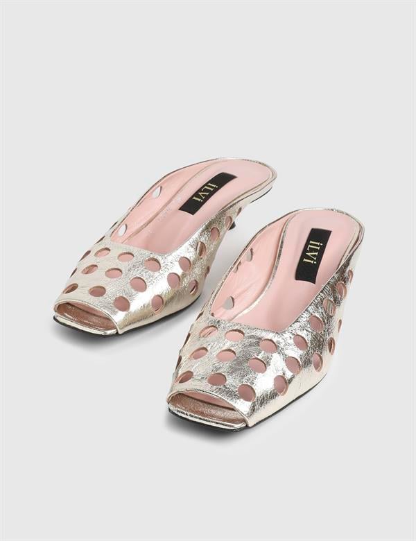 Dandy Gold Leather Women's Heeled Slide
