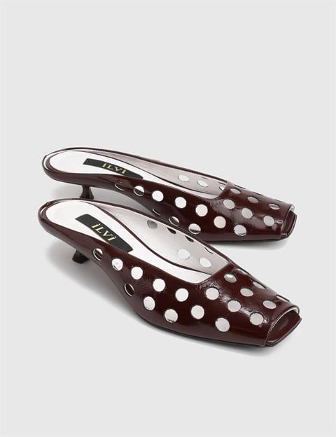 Dandy Burgundy Leather Women's Heeled Slide