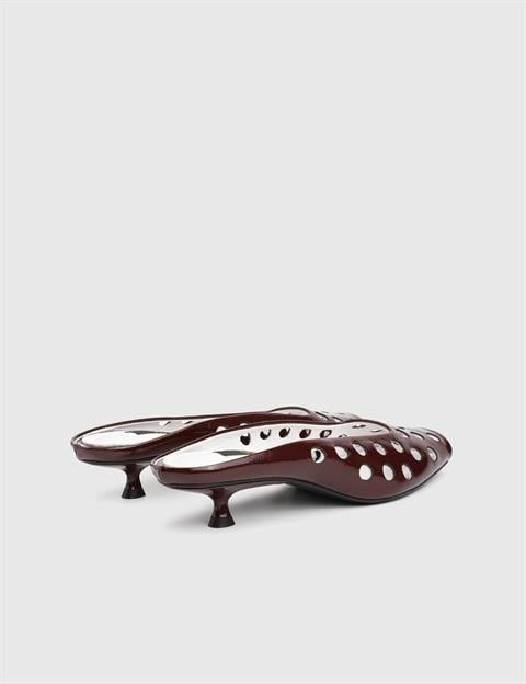 Dandy Burgundy Leather Women's Heeled Slide