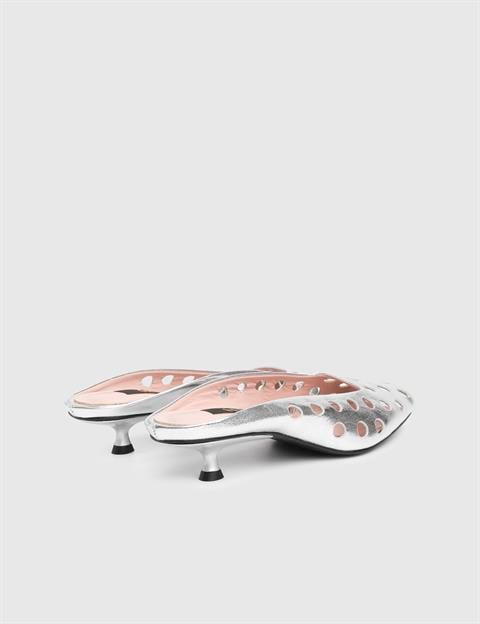 Dandy Silver Leather Women's Heeled Slide