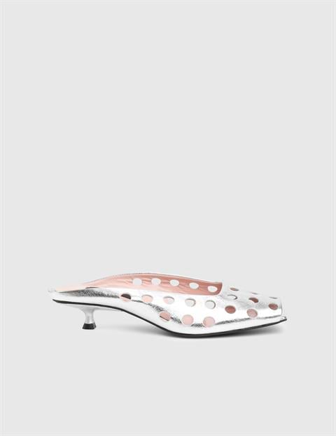 Dandy Silver Leather Women's Heeled Slide
