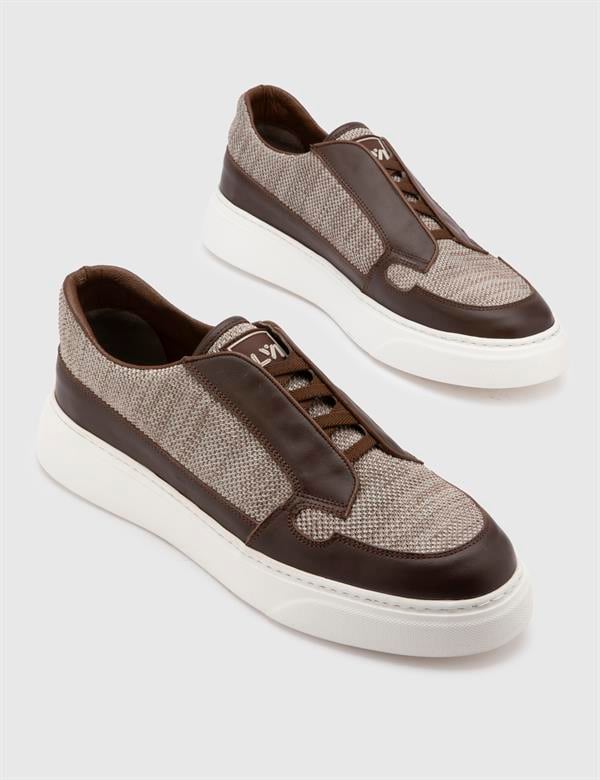 Daniele Brown Leather-Fabric Men's Sneaker