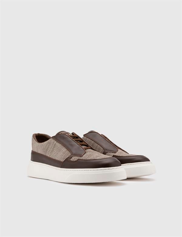 Daniele Brown Leather-Fabric Men's Sneaker
