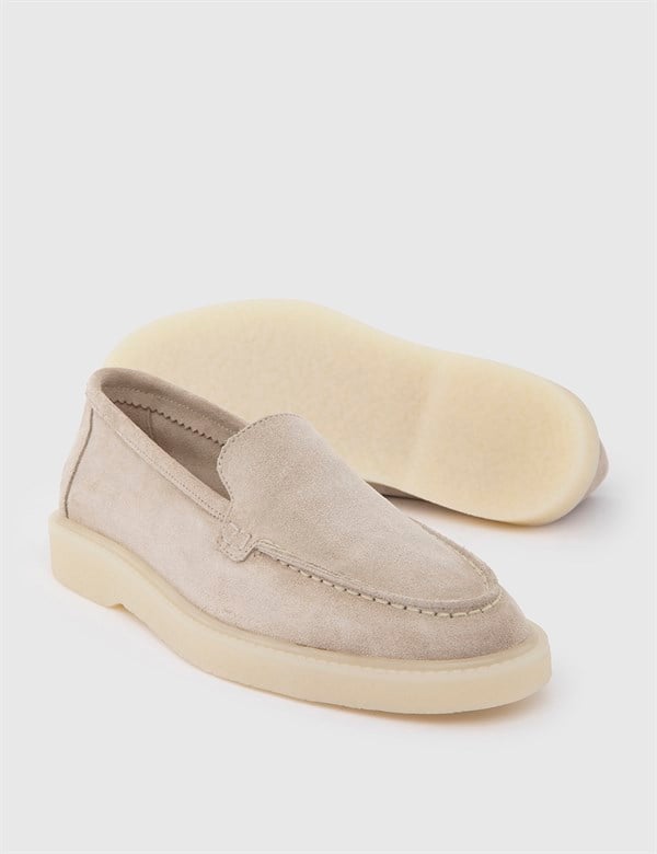 Danny Beige Suede Leather Women's Moccasin