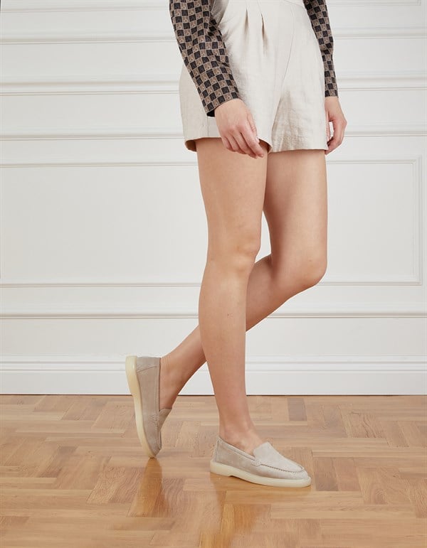 Danny Beige Suede Leather Women's Moccasin