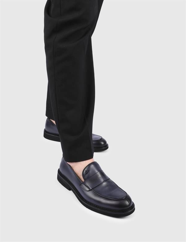 Dawlish Navy Blue Leather Men's Classic Shoe