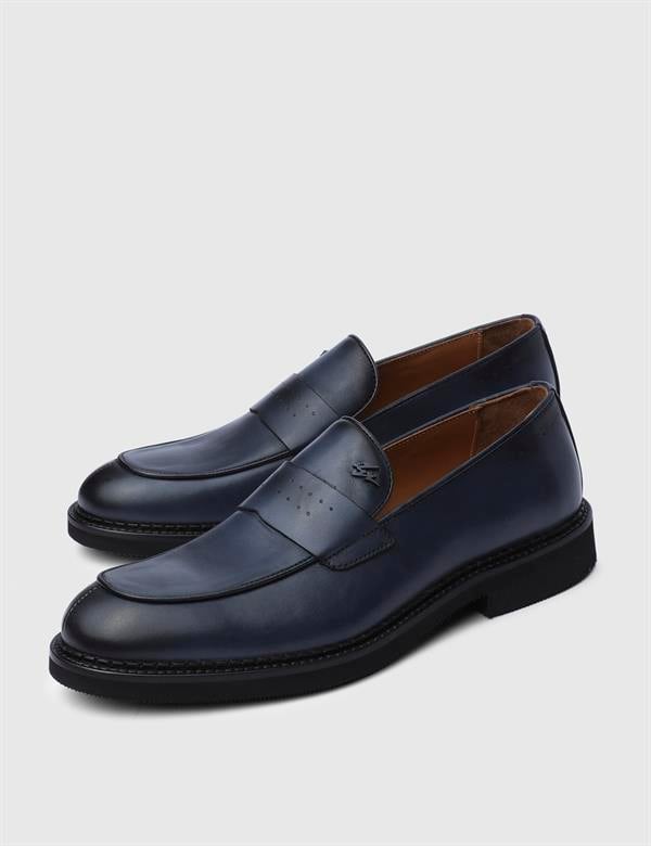 Dawlish Navy Blue Leather Men's Classic Shoe