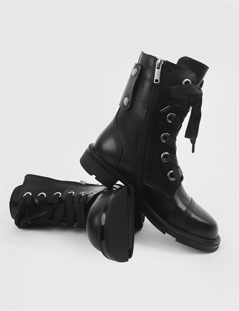 Dazy Black Leather Women's Boot