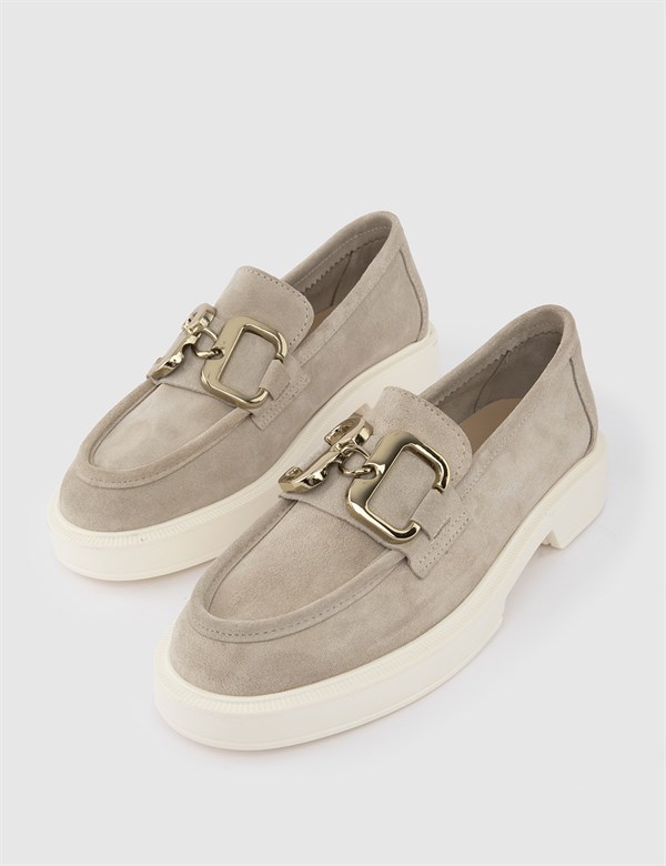 Deni Grey Suede Leather Women's Moccasin