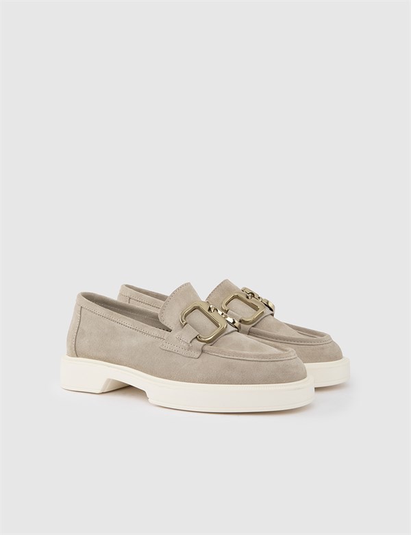 Deni Grey Suede Leather Women's Moccasin