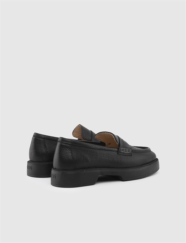 Denra Black Floater Leather Women's Loafer